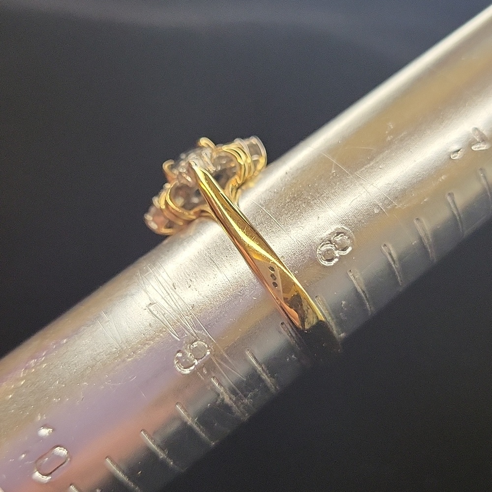 Gold Star-Cluster Sapphire Ring with Diamond Accents - Picture 5 of 5